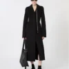 Slim-fit lange wollen jas, zwart Slim-fit lange wollen jas, zwart