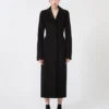 Slim-fit lange wollen jas, zwart Slim-fit lange wollen jas, zwart