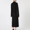 Slim-fit lange wollen jas, zwart Slim-fit lange wollen jas, zwart