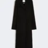 Slim-fit lange wollen jas, zwart Slim-fit lange wollen jas, zwart