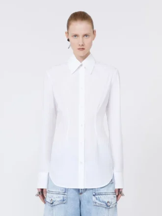 Slim-fit popeline overhemd, optisch wit
