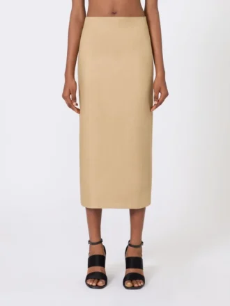 Slim-fit rok van linnen twill, camel