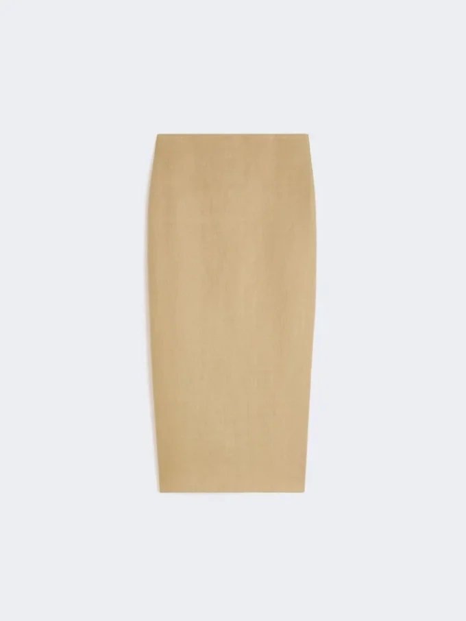 Slim-fit rok van linnen twill, camel Slim-fit rok van linnen twill, camel