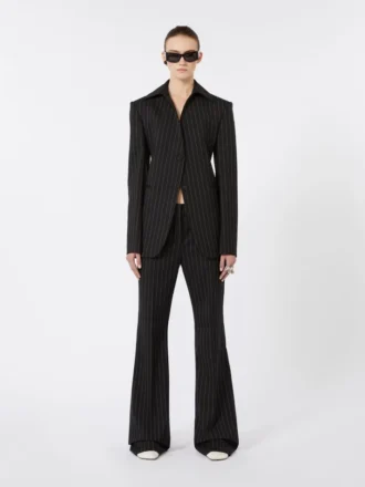 Slim-fit stretch gabardine blazer, zwart