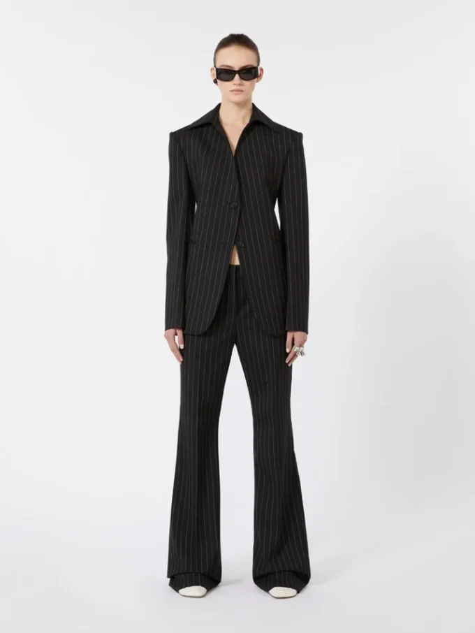 Slim-fit stretch gabardine blazer, zwart Slim-fit stretch gabardine blazer, zwart