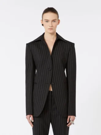 Slim-fit stretch gabardine blazer, zwart
