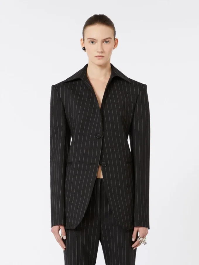 Slim-fit stretch gabardine blazer, zwart Slim-fit stretch gabardine blazer, zwart