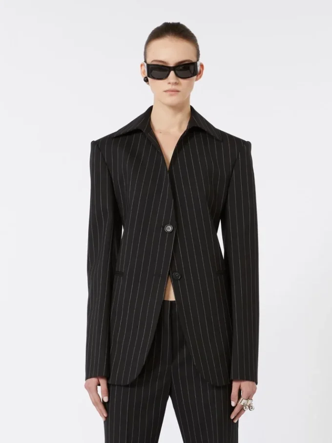 Slim-fit stretch gabardine blazer, zwart Slim-fit stretch gabardine blazer, zwart