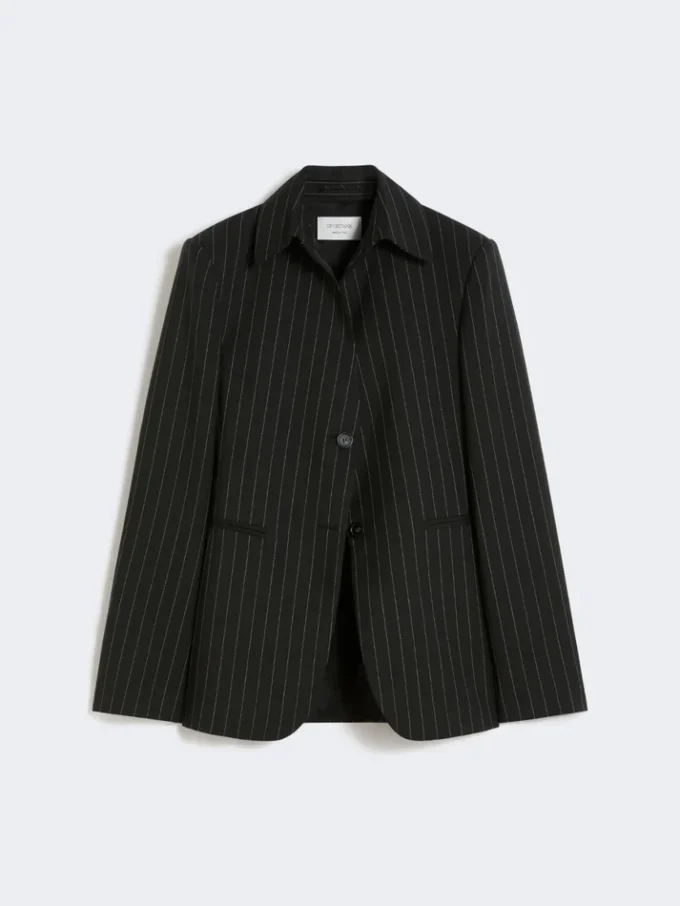 Slim-fit stretch gabardine blazer, zwart Slim-fit stretch gabardine blazer, zwart