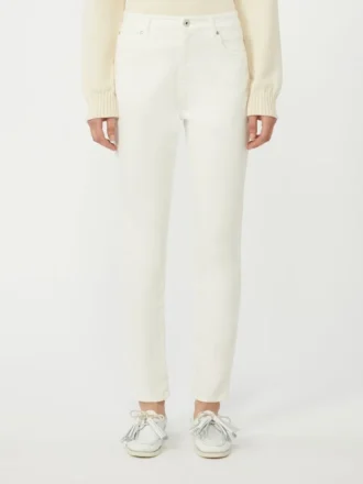 Slim-fit stretchkatoenen broek, wit
