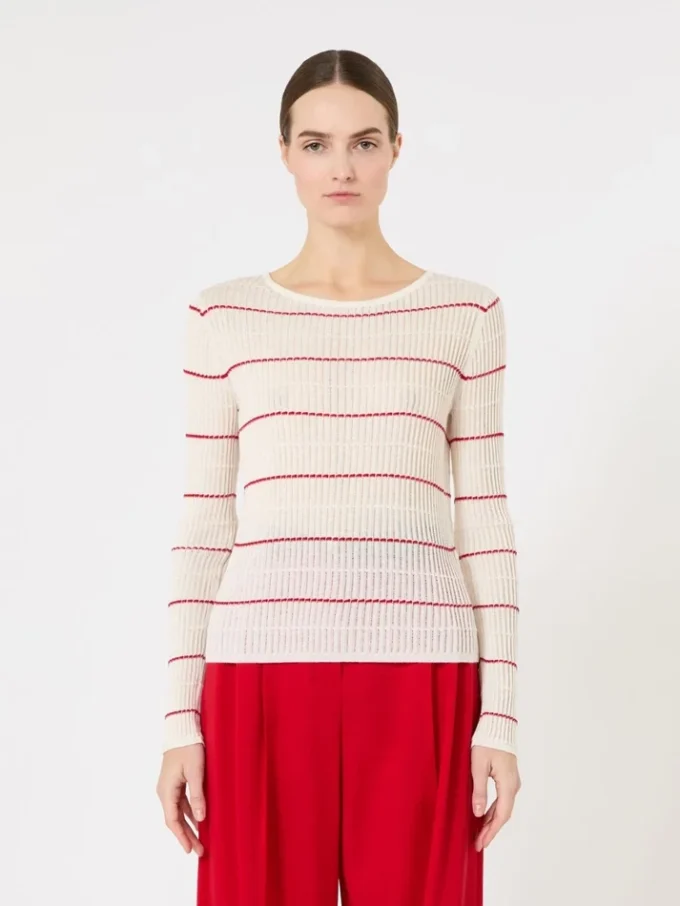 Slim-fit trui van wol en zijde, wit Slim-fit trui van wol en zijde, wit