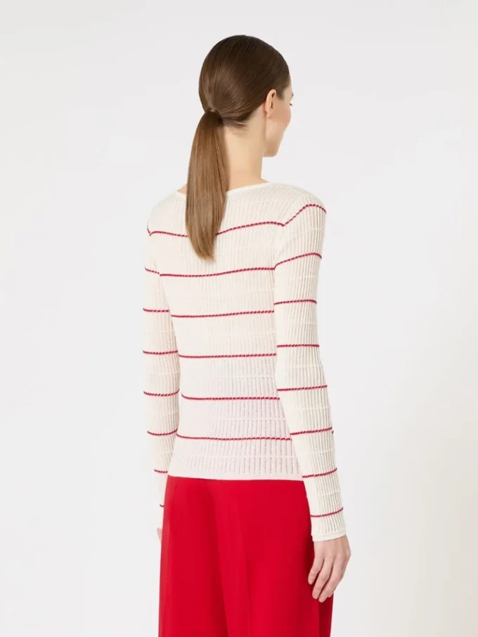 Slim-fit trui van wol en zijde, wit Slim-fit trui van wol en zijde, wit