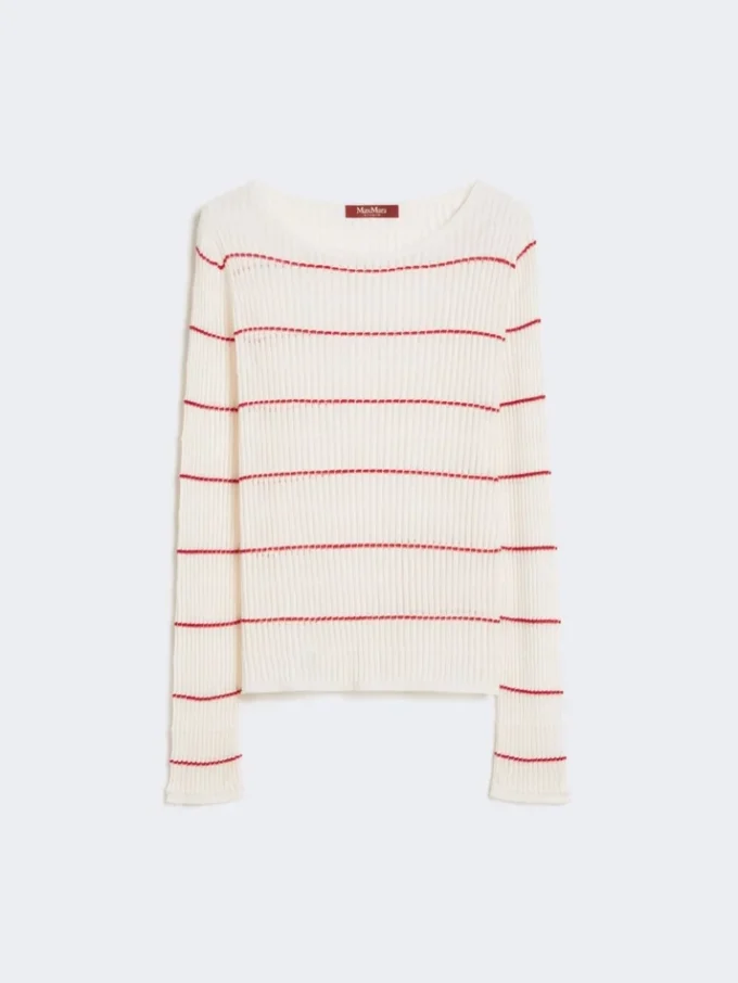 Slim-fit trui van wol en zijde, wit Slim-fit trui van wol en zijde, wit