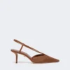 Slingbacks van canvas met raffia-look, amberbruin Slingbacks van canvas met raffia-look, amberbruin