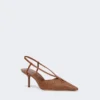 Slingbacks van canvas met raffia-look, amberbruin Slingbacks van canvas met raffia-look, amberbruin