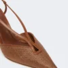 Slingbacks van canvas met raffia-look, amberbruin Slingbacks van canvas met raffia-look, amberbruin