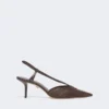 Slingbacks van canvas met raffia-look, donkerbruin Slingbacks van canvas met raffia-look, donkerbruin