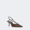 Slingbacks van canvas met raffia-look, donkerbruin Slingbacks van canvas met raffia-look, donkerbruin
