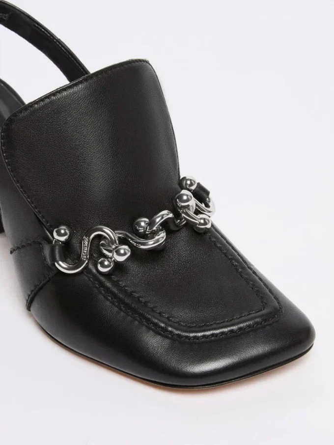 Slingbacks van nappaleer, zwart