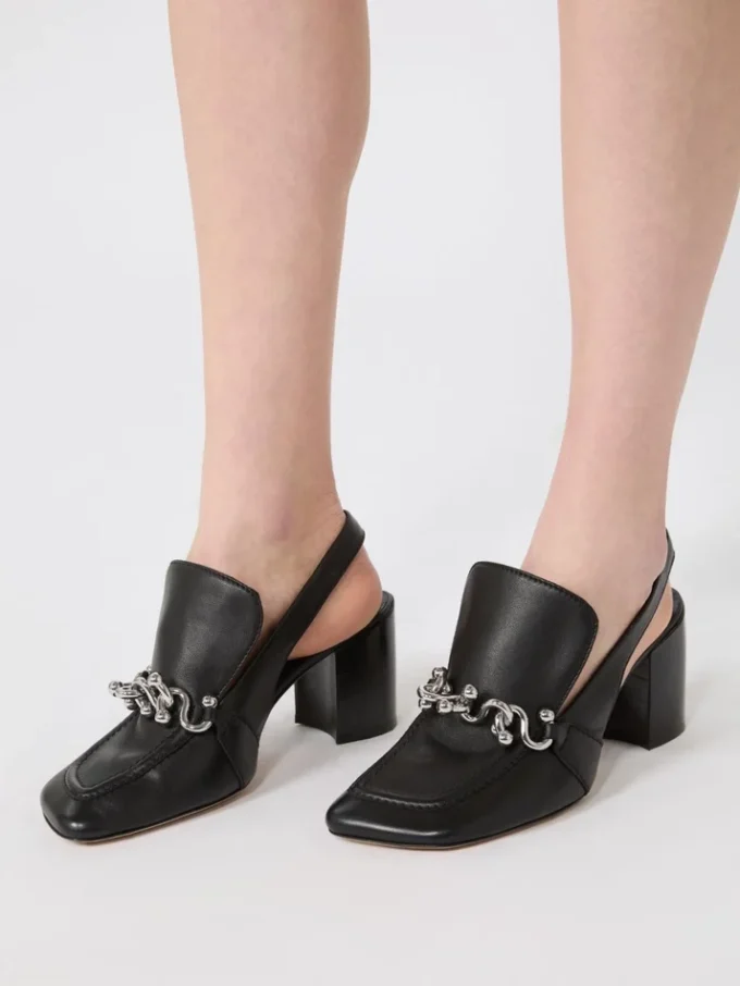 Slingbacks van nappaleer, zwart