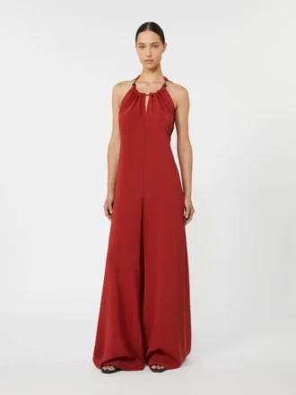 Soepelvallende jumpsuit van envers-satijn, rood
