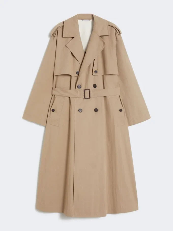 Soepelvallende trenchcoat van katoen en nylon, hazelnootbruin Soepelvallende trenchcoat van katoen en nylon, hazelnootbruin