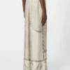 Soepelvallende zijden broek met print, ivoorkleurig Soepelvallende zijden broek met print, ivoorkleurig