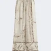 Soepelvallende zijden broek met print, ivoorkleurig Soepelvallende zijden broek met print, ivoorkleurig