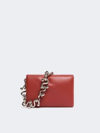 Soffy mini-tas van gewatteerd nappaleer, baksteenrood