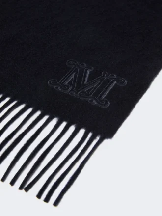 Stola van puur kasjmier met monogramdetail, ultramarijnblauw