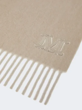 Stola van puur kasjmier met monogramdetail, zandkleur