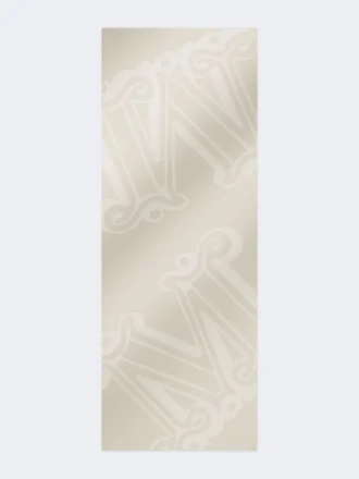 Stola van zijde, kasjmier en wol met jacquardpatroon, beige