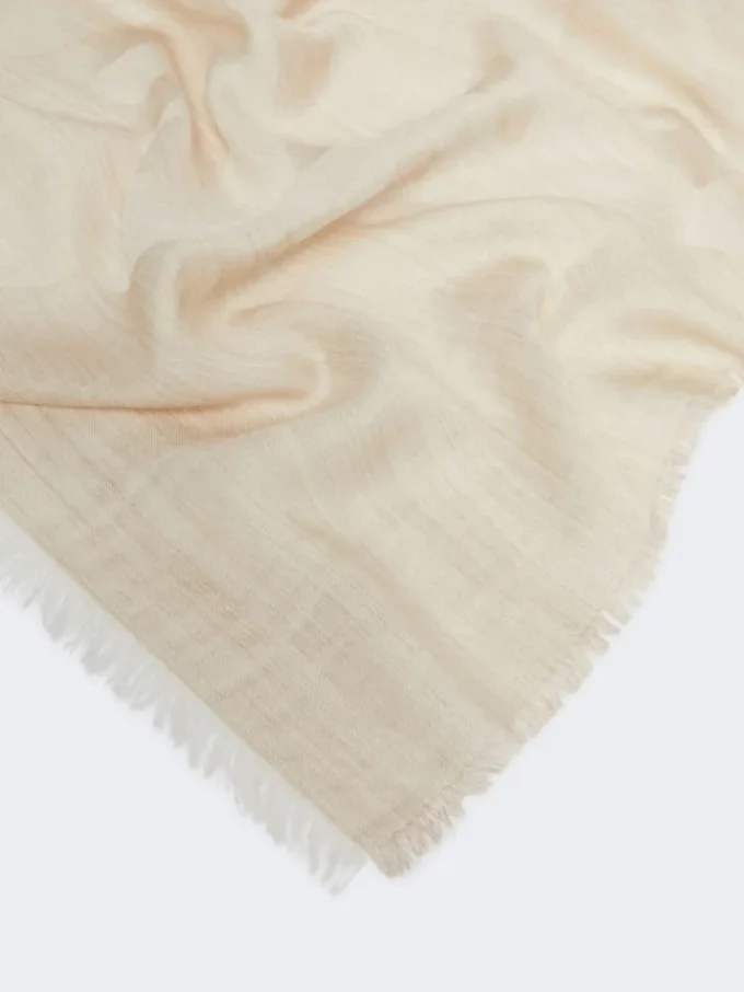 Stola van zijde, kasjmier en wol met jacquardpatroon, beige Stola van zijde, kasjmier en wol met jacquardpatroon, beige