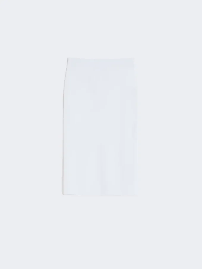 Strakke kokerjurk van stretchviscose, optisch wit Strakke kokerjurk van stretchviscose, optisch wit