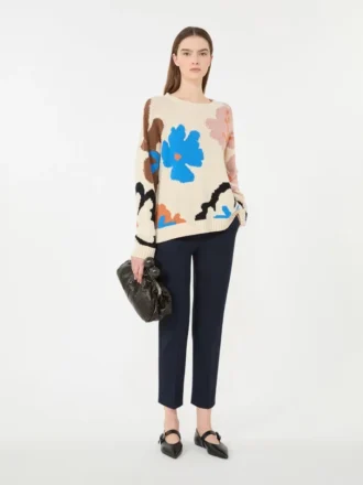 Stretch katoenen broek, marineblauw