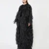 Lange rok met bloemblaadjes van zijden organza, zwart Lange rok met bloemblaadjes van zijden organza, zwart