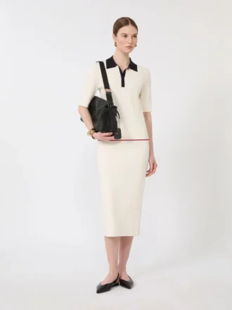 Stretch viscose kokerrok, wit