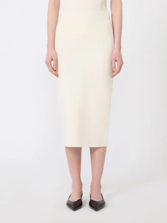 Stretch viscose kokerrok, wit