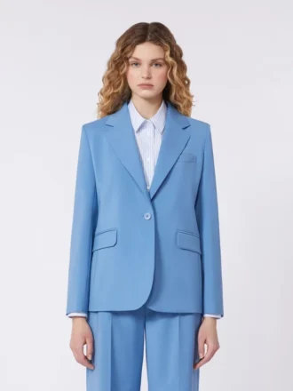 Stretch wollen blazer, lichtblauw