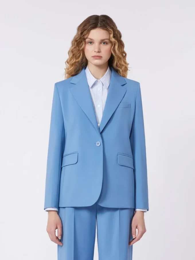 Stretch wollen blazer, lichtblauw