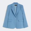 Stretch wollen blazer, lichtblauw