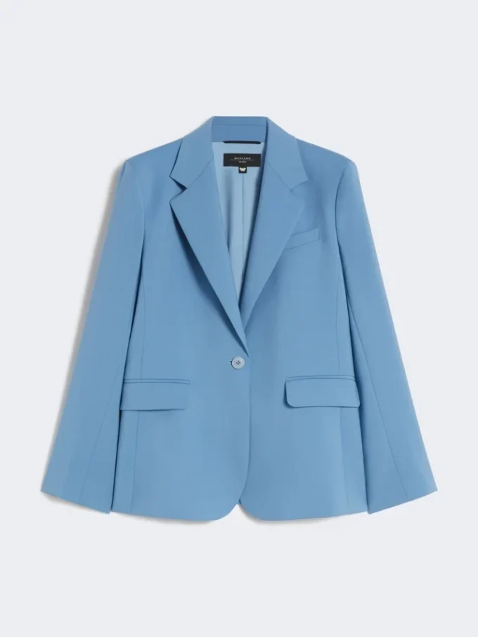 Stretch wollen blazer, lichtblauw
