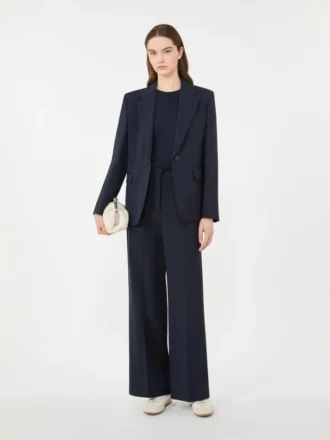 Stretch wollen blazer, marineblauw