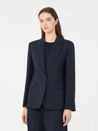 Stretch wollen blazer, marineblauw
