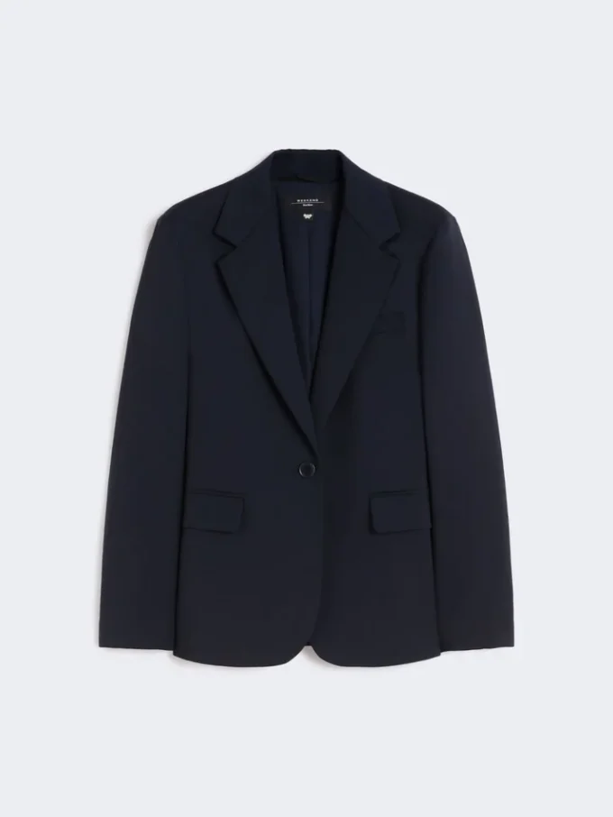 Stretch wollen blazer, marineblauw Stretch wollen blazer, marineblauw
