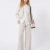 Stretch wollen blazer, zandkleur