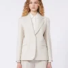 Stretch wollen blazer, zandkleur
