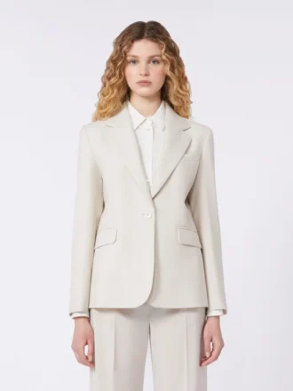 Stretch wollen blazer, zandkleur
