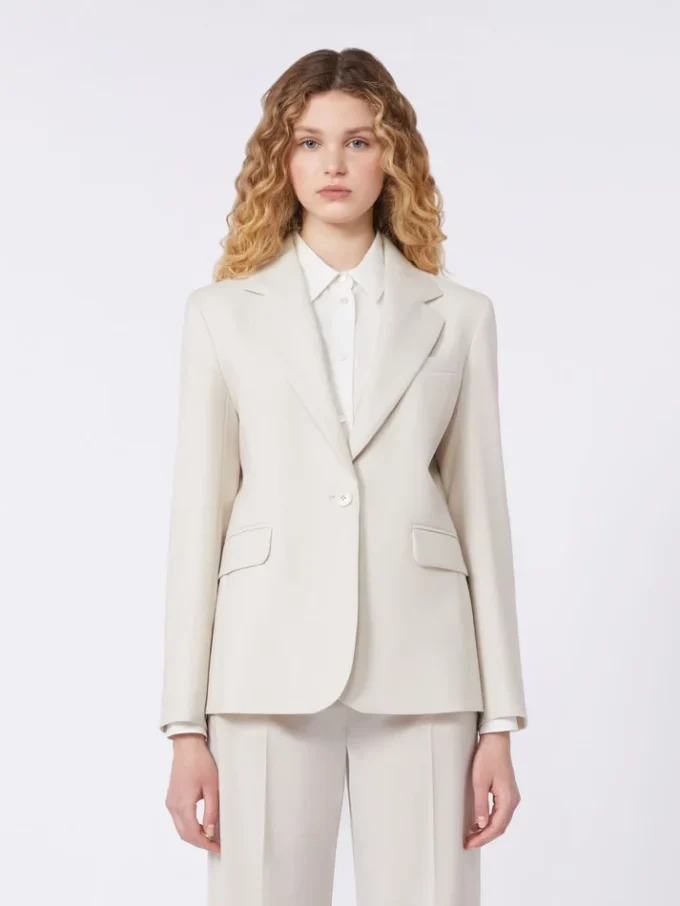 Stretch wollen blazer, zandkleur