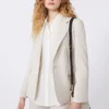 Stretch wollen blazer, zandkleur